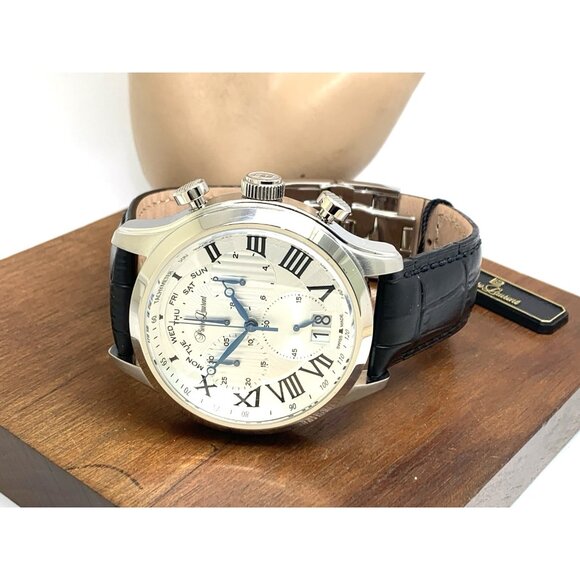 Pierre Laurent Men's Watch 28221 Chronograph Swiss Quartz Silver Dial Day Date - Picture 8 of 14